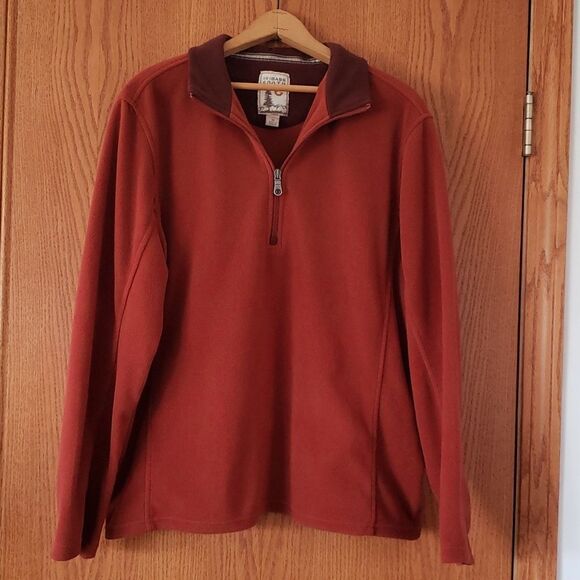 Very Nice GH Bass Earth Rust Colored Quarter Zip Fleece Pullover Jacket Sz M - Picture 1 of 5